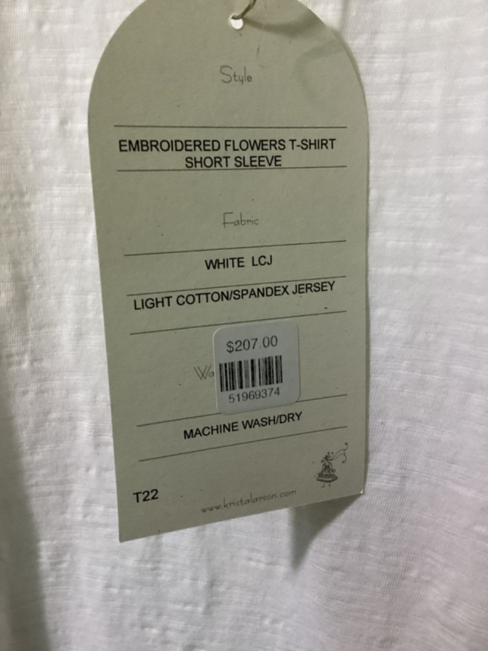 KRISTA LARSON embroidered flowers T shirt NWT - Picture 6 of 6